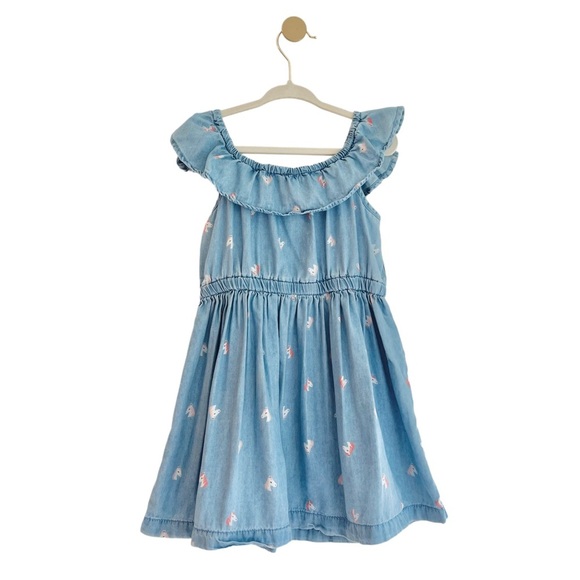 Carter's Other - Carter's Light Blue Ruffle Dress with Pink Unicorn Accents Girls 3T - SO Pretty